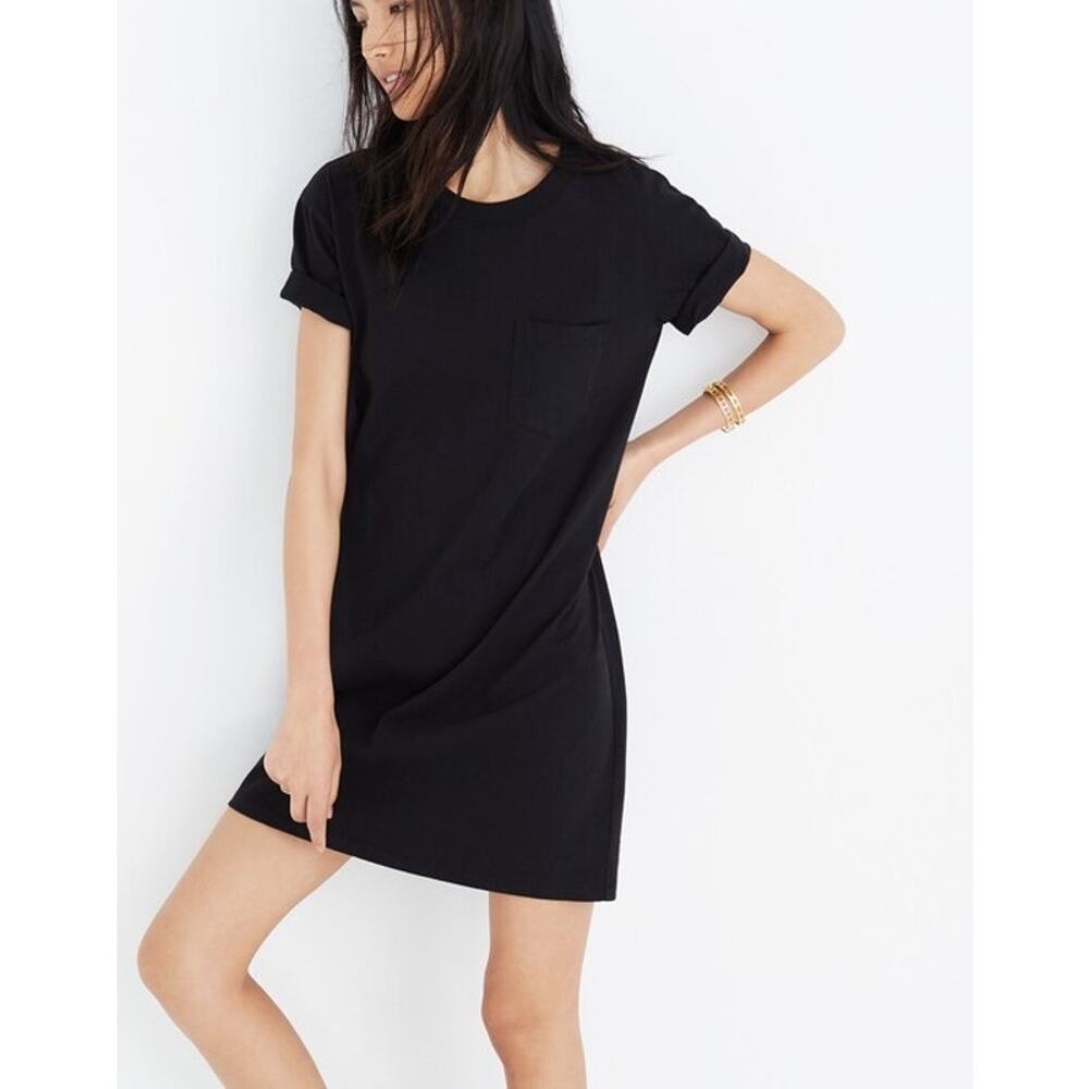Madewell Pocket Tee Dress T-Shirt Dress True Black Size XS New 100% Cotton